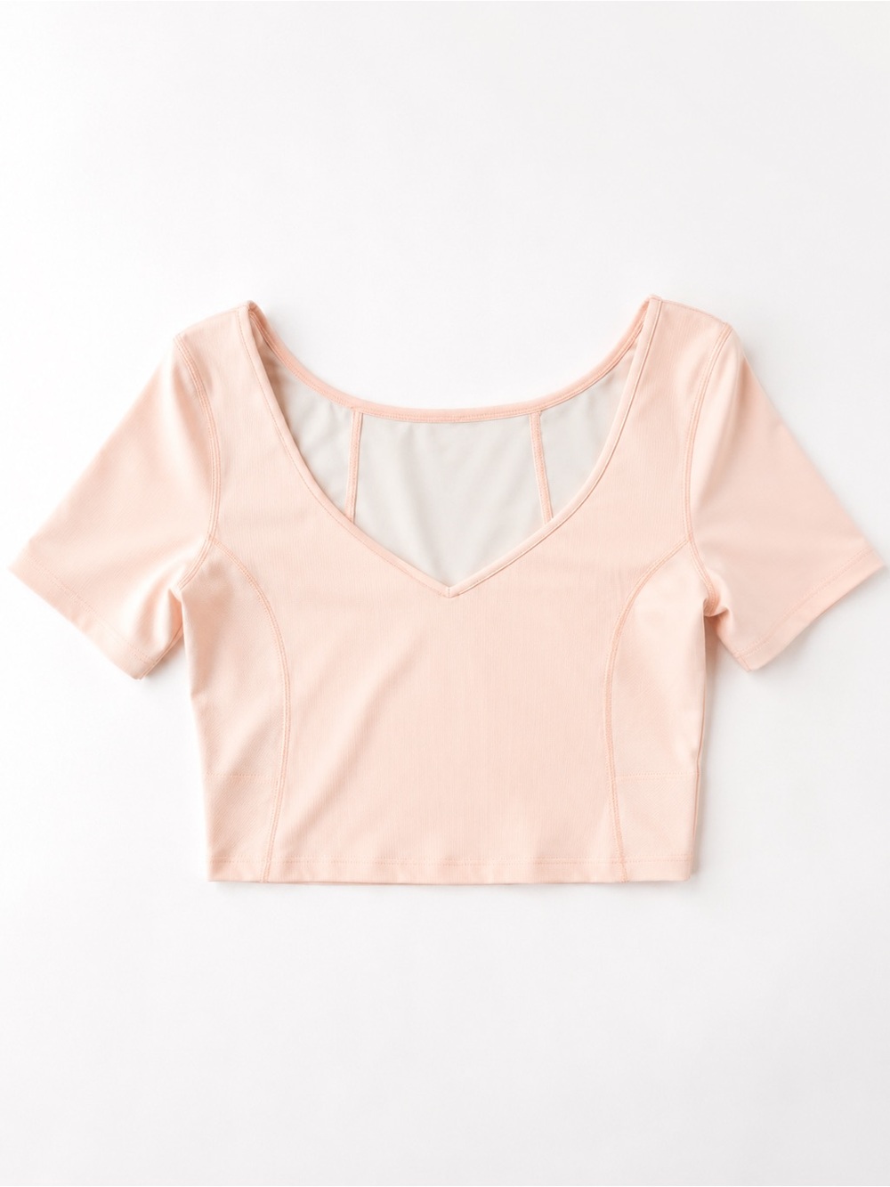 lululemon athletica Light Peach V-Neck Short Sleeve Crop Top